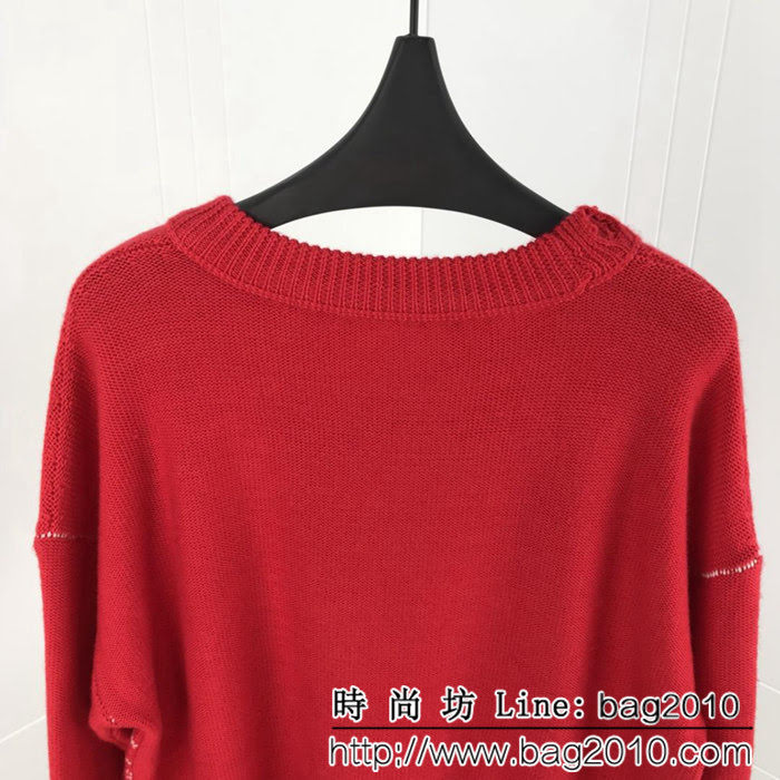 OFF-White18ss秋冬新款 官網同步 落肩剪口破洞羊毛衫 ydi1086